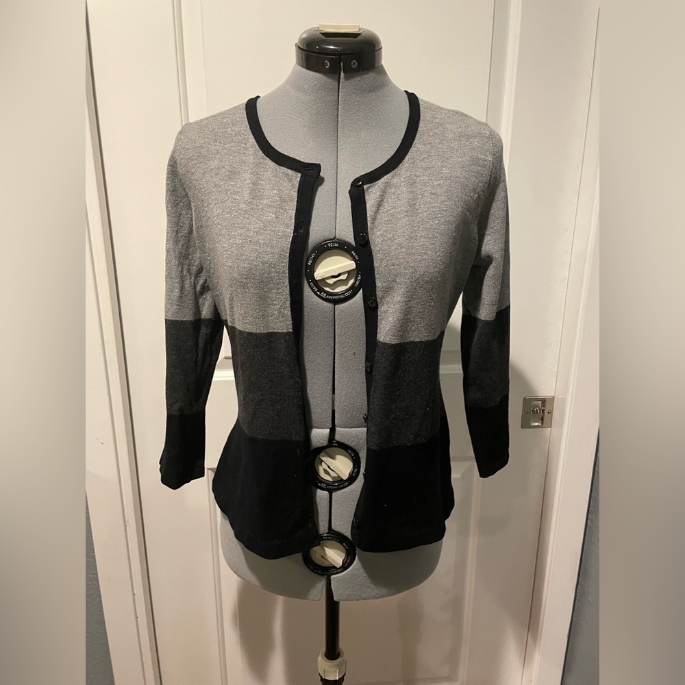 CABLE & GAUGE COLOR BLOCK CARDIGAN